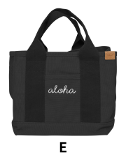 【Pukana2026春夏】ALOHA キャンバスミニトート【１点までメール便配送OK！送料250円】/E：ブラック