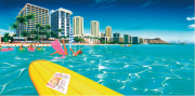 【栗山義勝】キャンバスパネル絵ミニ　WAIKIKI　（Sサイズ）【１点までメール便配送OK！送料250円】