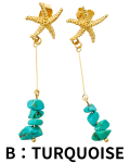 【Pukana2026春夏】ヒトデモチーフピアス【５点までメール便配送OK！送料250円】/B：TURQUOISE
