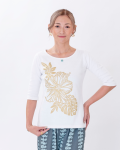 【Pukana2026春夏】ストレッチ七分袖Tシャツ　2605【１点までメール便配送OK！送料250円】/A-WHITE