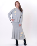【Pukana2026秋冬】刺繍裏毛スカート　2641/A-ヘザーグレー