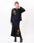 【Pukana2026秋冬】刺繍裏毛スカート　2641/B-ブラック