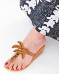 【Pukana2026春夏】ビーズ刺繍トングサンダル　2603/B-YASHI BR
