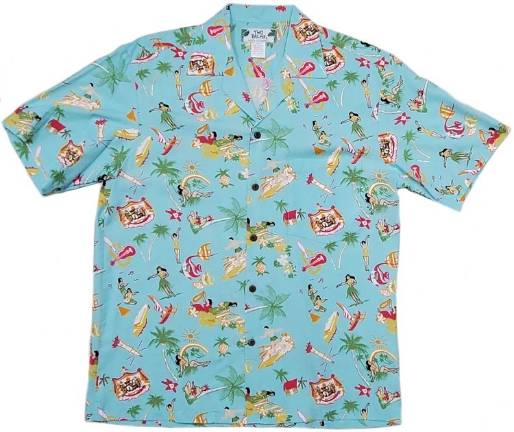 HAWAII Mensアロハシャツ/ Vintage Aloha Aqua
