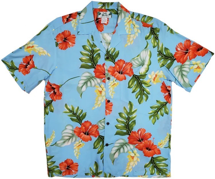 *HAWAII Mensアロハシャツ/Monstera Light Blue/RAYON100%