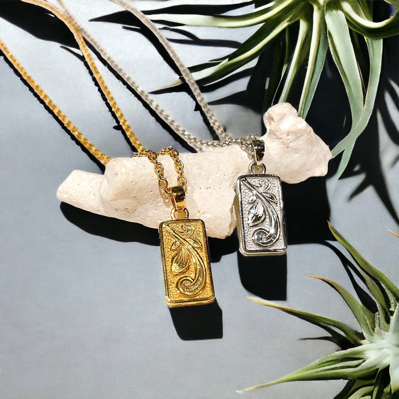 ■ディープカービングネックレス50cmチェーンセット/SV/GLD/