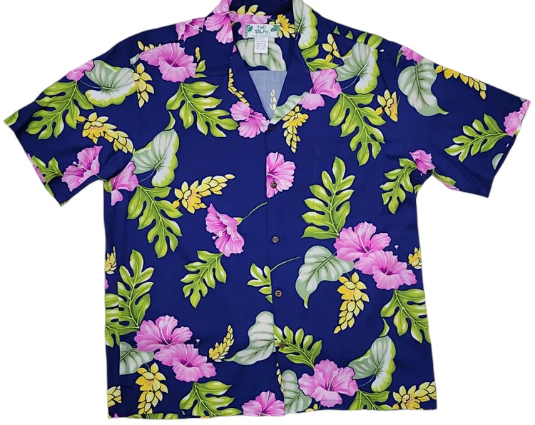 *HAWAII Mensアロハシャツ/  Monstera  Navy