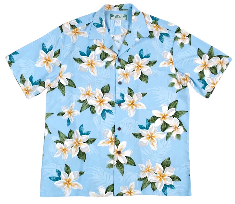 HAWAII Mensアロハシャツ/Plumeria/Sky