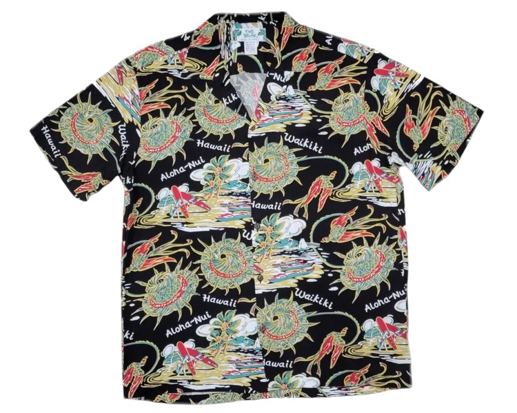 HAWAII Mensアロハシャツ/HULA Hat/BK