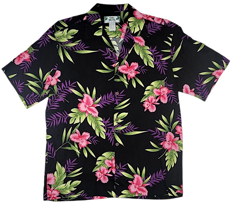 HAWAIIMensアロハシャツ/Orchid Fern/ Black