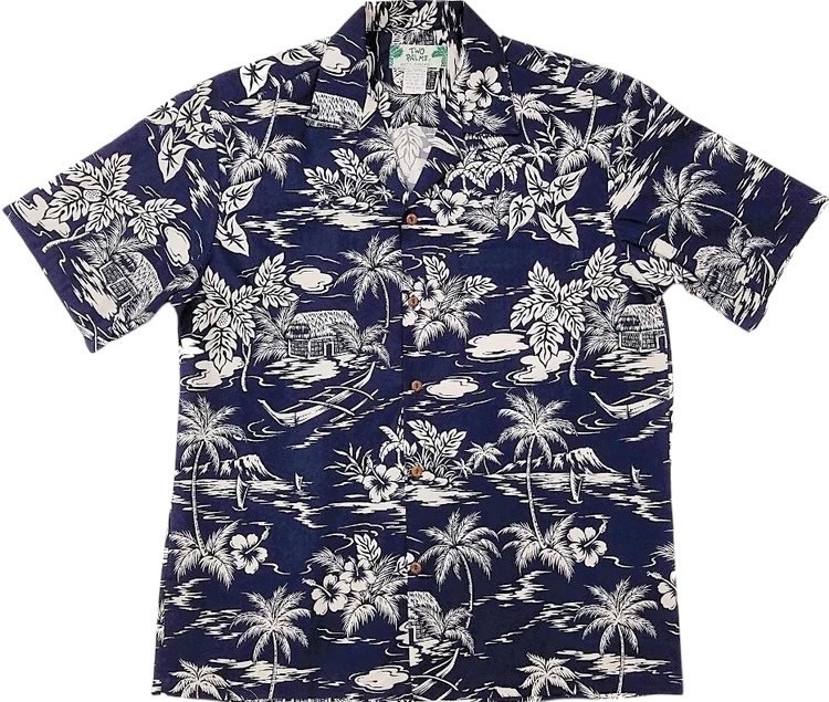 HAWAII Mensアロハシャツ/Love Shack Navy/cotton100%