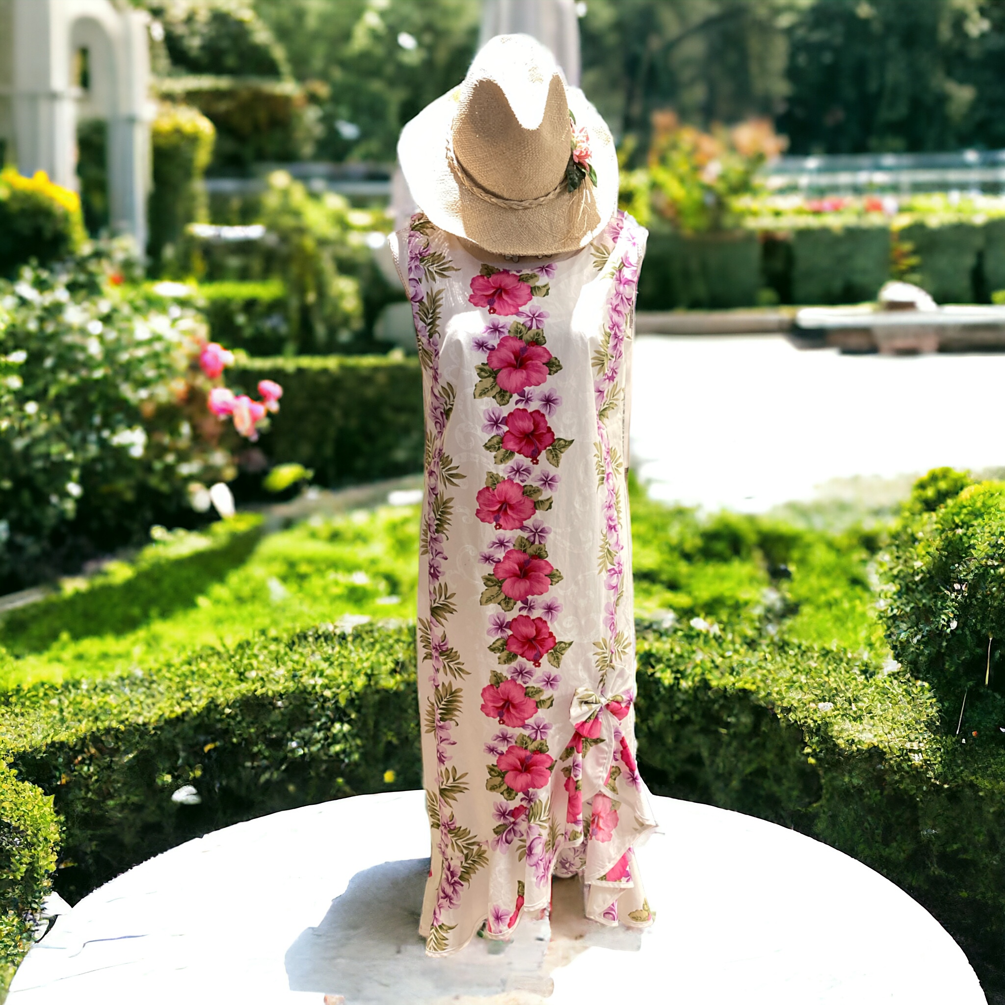 裾フリルワンピ・プルメリアパネル