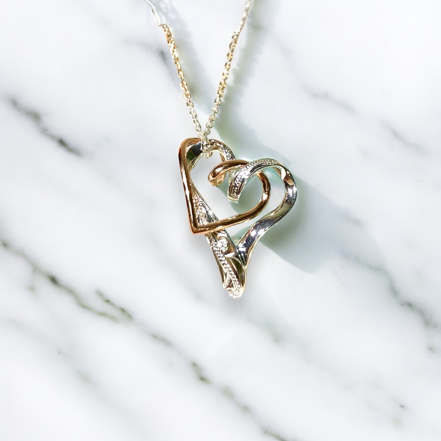 ダブルハートのネックレス(TOP)SV&PKG