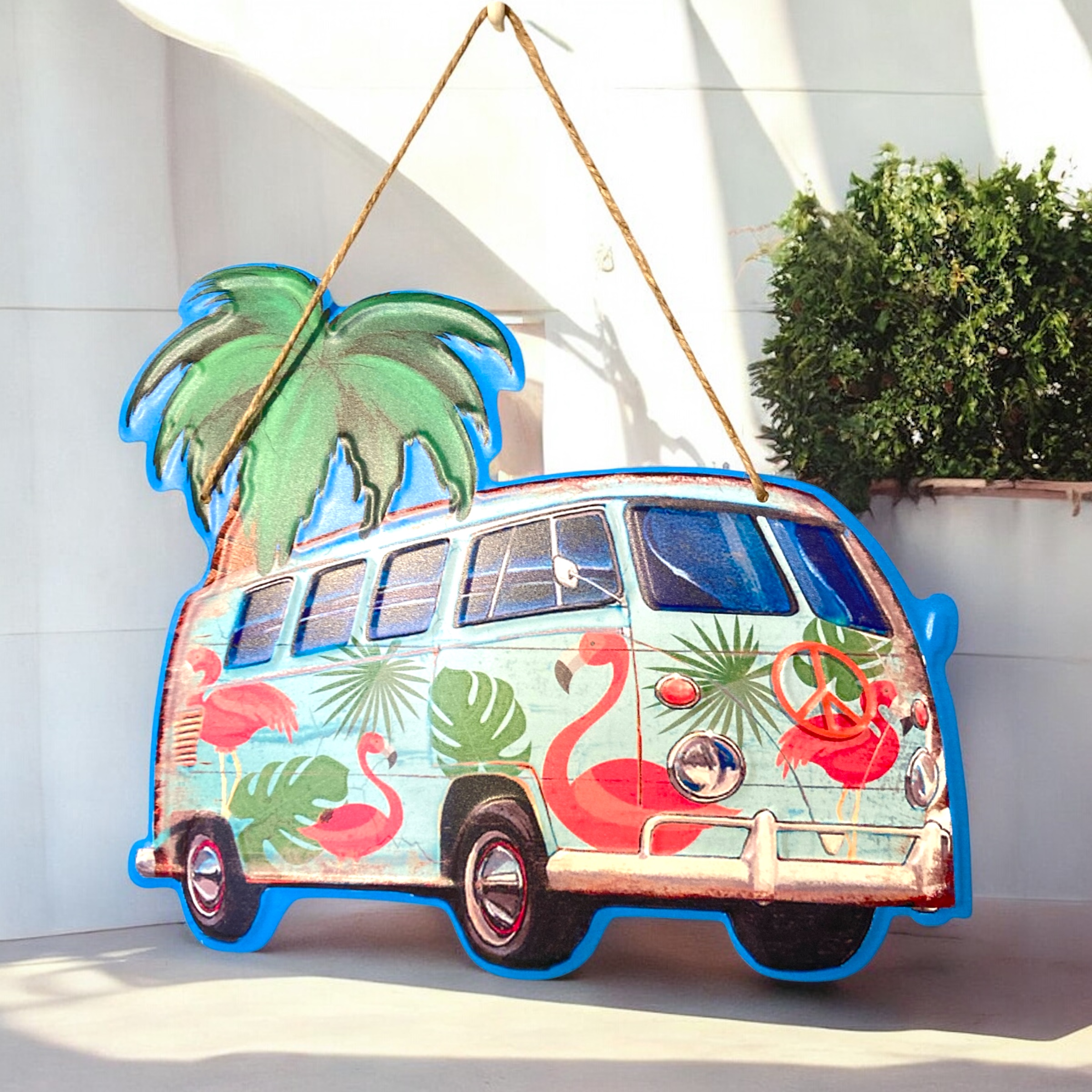 アンティークエンボスプレート ［FLAMINGO Wagon］【ハワイアンインテリア】