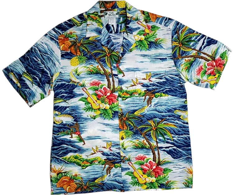 HAWAII Mensアロハシャツ/  Ocean Navy Blue/