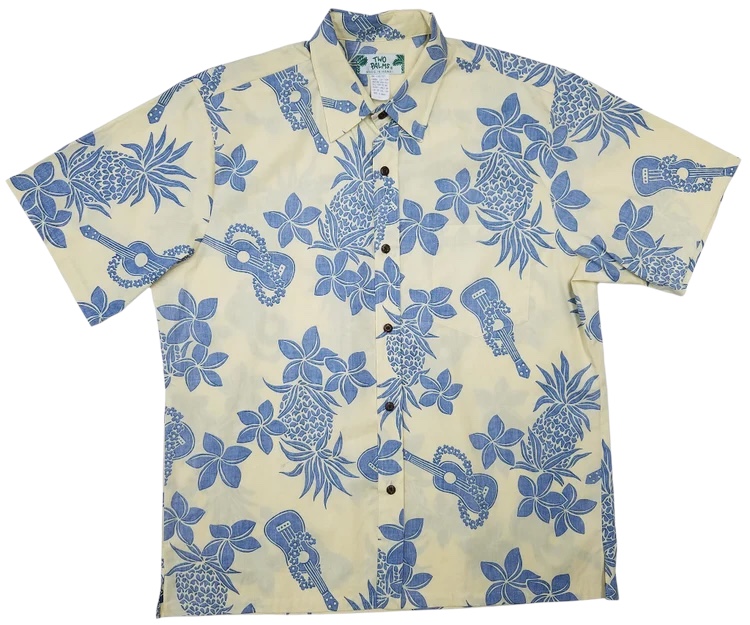 HAWAII Mensアロハシャツ/Reverse Ukulele Yellow  /cotton100%