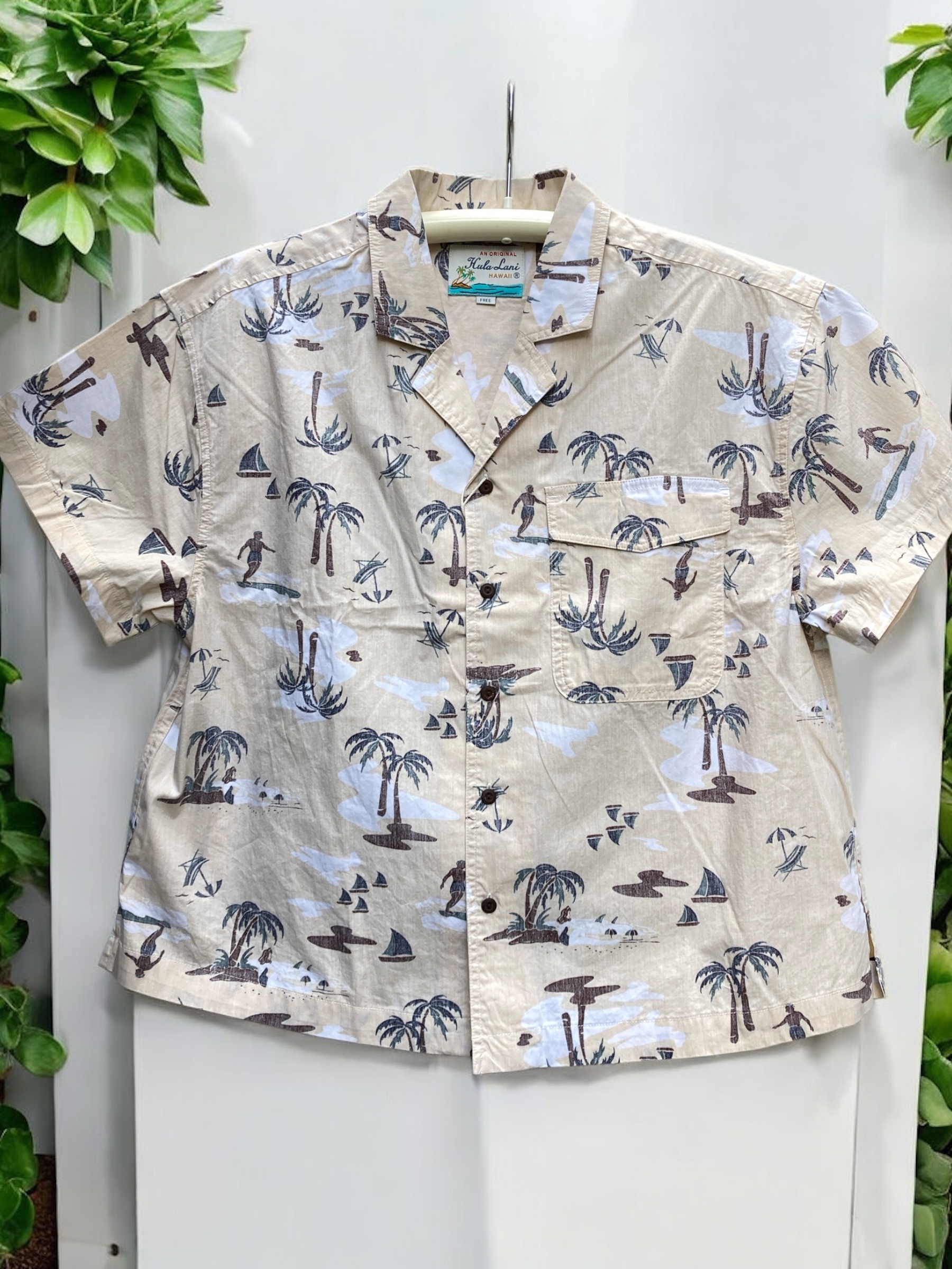 レディース綿アロハシャツ/ FREE/cotton100%/BE