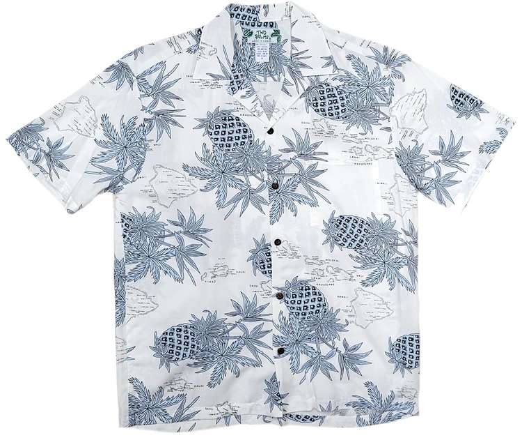 HAWAII Mensアロハシャツ/Pineapple Map White
