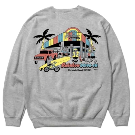 Rainbow DRIVE-IN By LOOSEMAN スウェットシャツ　裏起毛　アッシュ