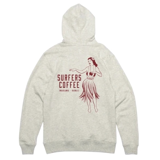 SURFERS COFFEE HULA GIRL ZIP フーディー パーカ　裏パイル　オートミール