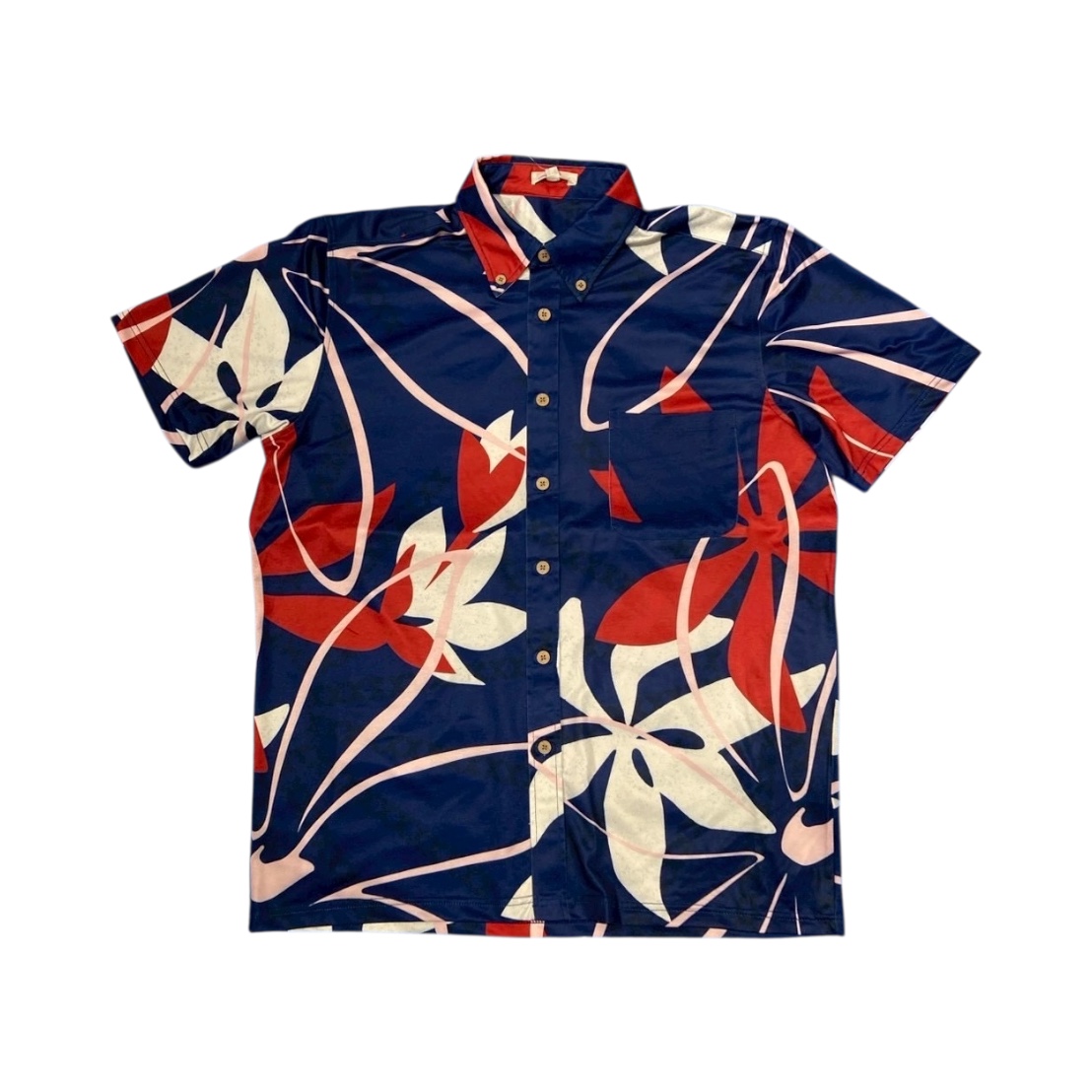 ストレッチアロハシャツ/OBティアレトアM-SH NVY