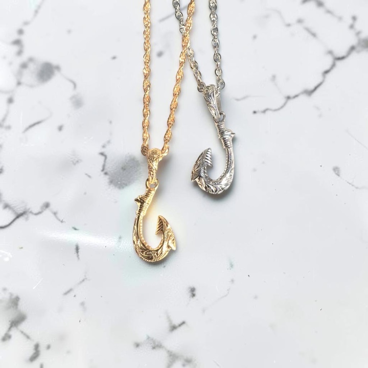 N-Top/フィッシュフックSサイズ　深彫N-Top/SV/GLD/PKG