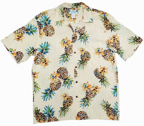 *HAWAII Mensアロハシャツ/Golden Pineapple/Cream