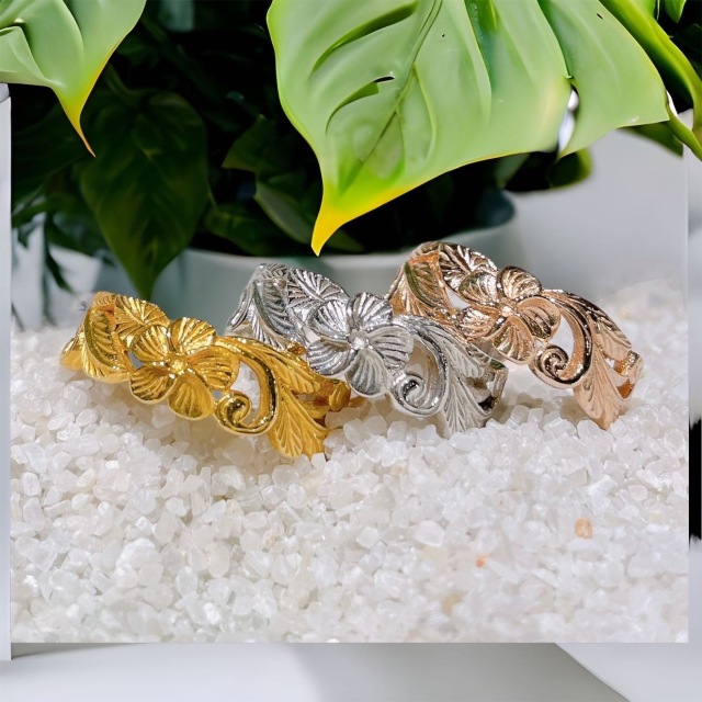 ■カッティングプルメリアリングSV/GLD/PKG
