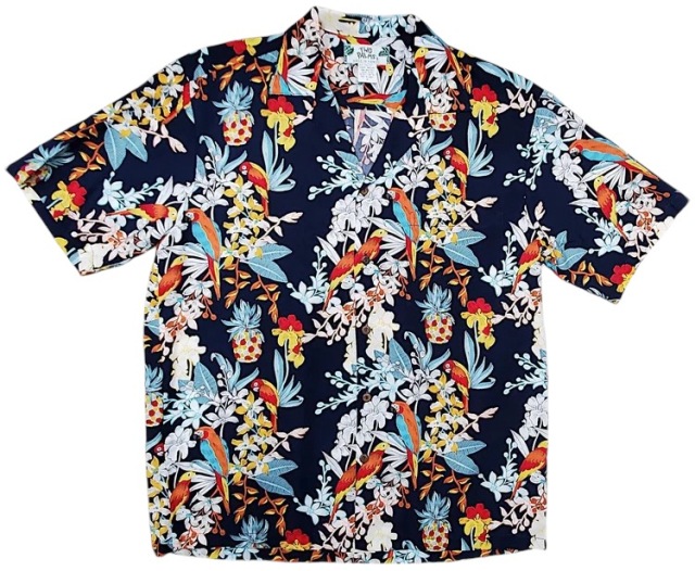 HAWAII Mensアロハシャツ/Parrots/ Navy