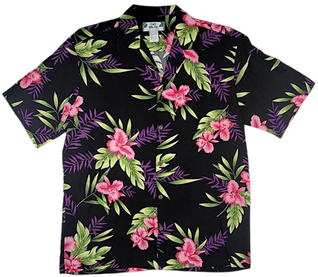 HAWAIIMensアロハシャツ/Orchid Fern/ Black