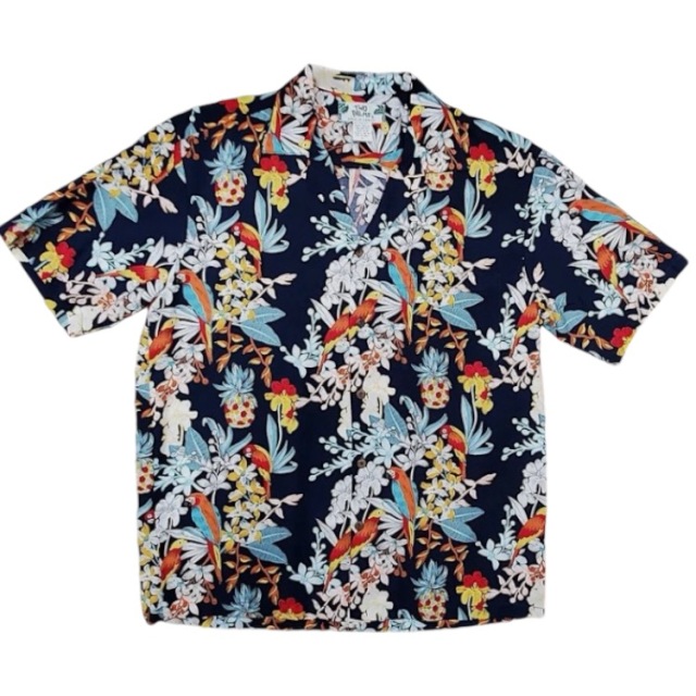 HAWAII Mensアロハシャツ/Parrots/ Black
