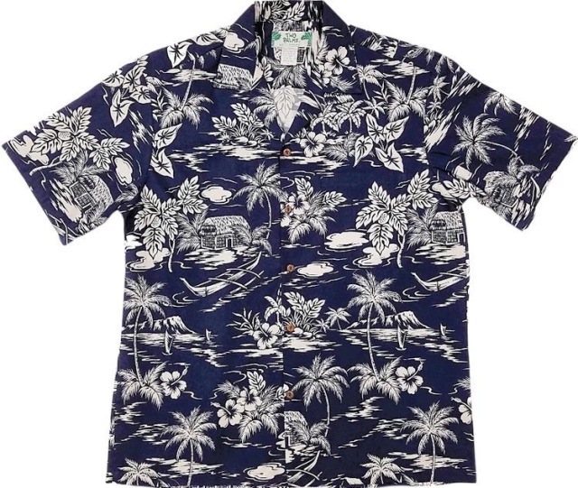 HAWAII Mensアロハシャツ/Love Shack Navy/cotton100%
