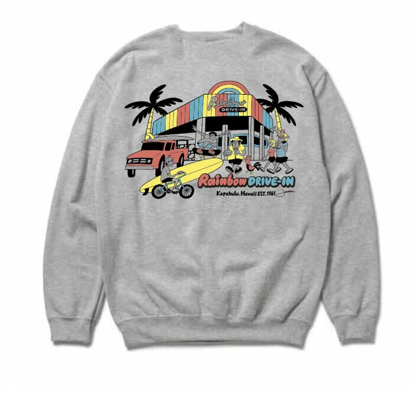 Rainbow DRIVE-IN By LOOSEMAN スウェットシャツ 裏起毛 アッシュ
