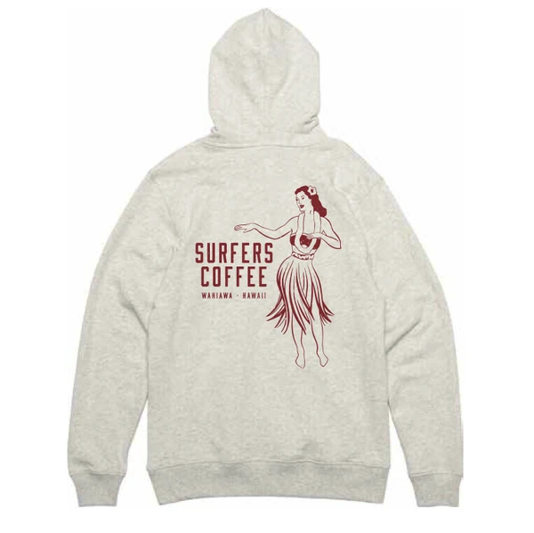 SURFERS COFFEE HULA GIRL ZIP フーディー パーカ 裏パイル オートミール