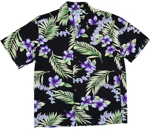 HAWAII Mensアロハシャツ/TUBEROSE BLACK