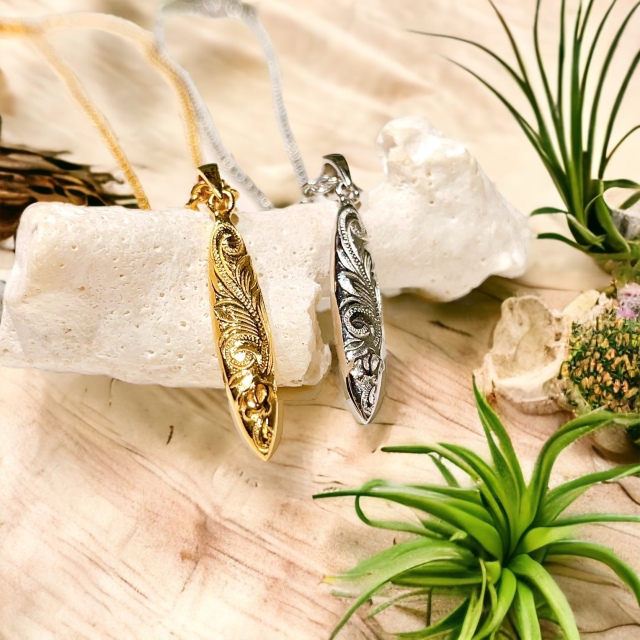 ハワイアンジュエリー14k パイナップル　チャーム □パイナップルネックレス50cmチェーンセット/SV/GLD/