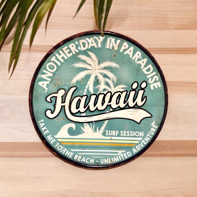 インテリアプレート/ハワイアンブリキ看板BブルーHawaii【ハワイアンインテリア】