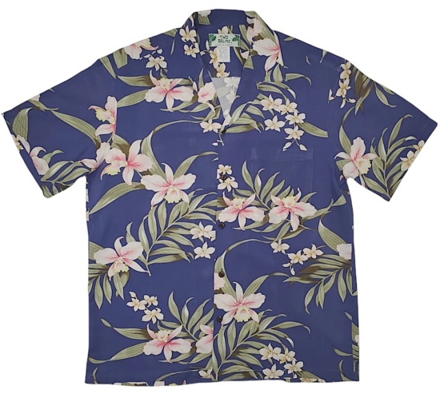HAWAII Mensアロハシャツ/Pali Orchid/Blue