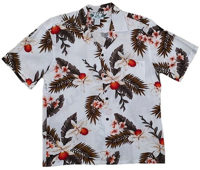 HAWAII Mensアロハシャツ/Hawaiian Orchid White