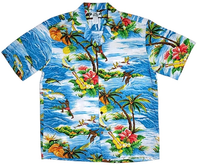 HAWAII Mensアロハシャツ/  Ocean Aqua/