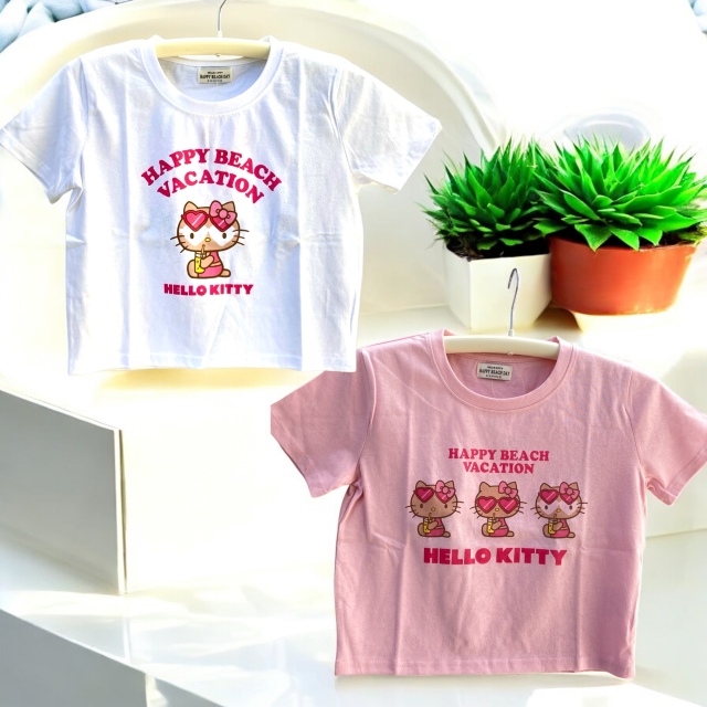 日焼けKITTY  CROPPED T-SHIRTS /M/PK/WH