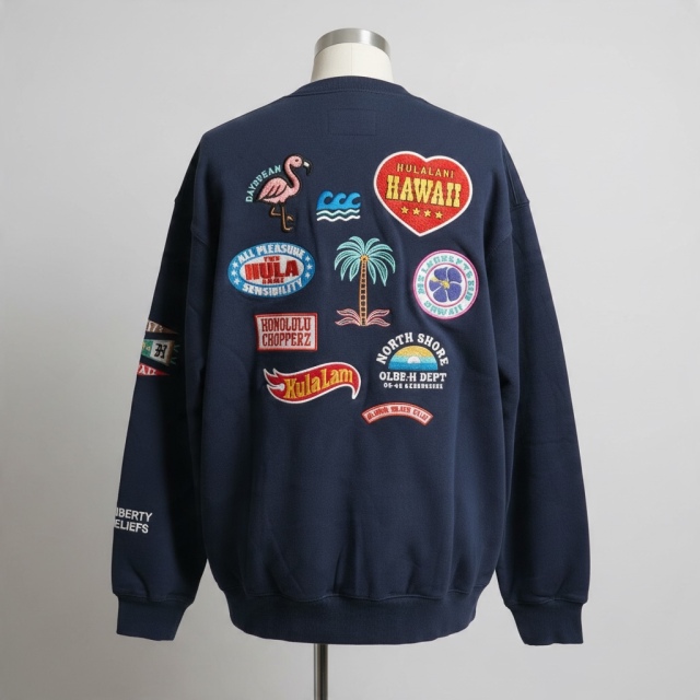ワッペン風刺繍BIGトレーナー M/NVY