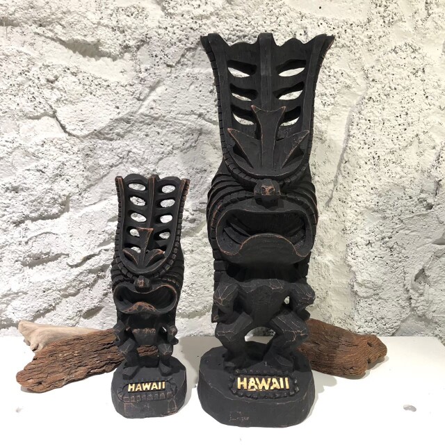 ティキの木彫りの置物 TIKI Winner 40cm 木製スワール無垢材