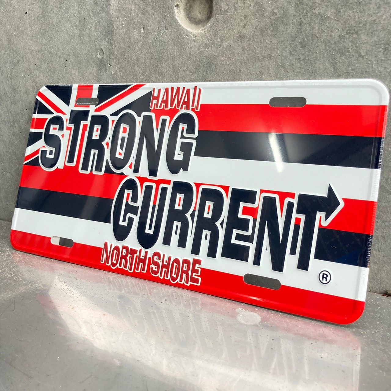 STRONG CURRENTのナンバープレートHAWAIIフラッグ【ハワイアンインテリア】