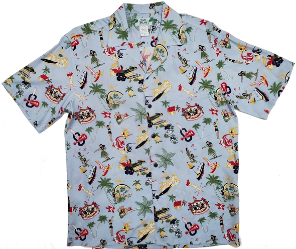 HAWAII Mensアロハシャツ Vintage Aloha Blue