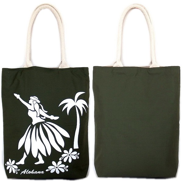 オリジナル フラレッスントートバッグ（アロハナフラガール/モスグリーン） 