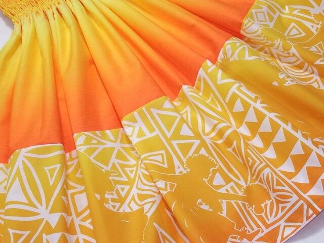 タヒチインパーツ/フラダンス用スカート/グラデーション/オレンジイエロー/正規品 タヒチインパーツ/フラダンス用スカート/グラデーション/オレンジ