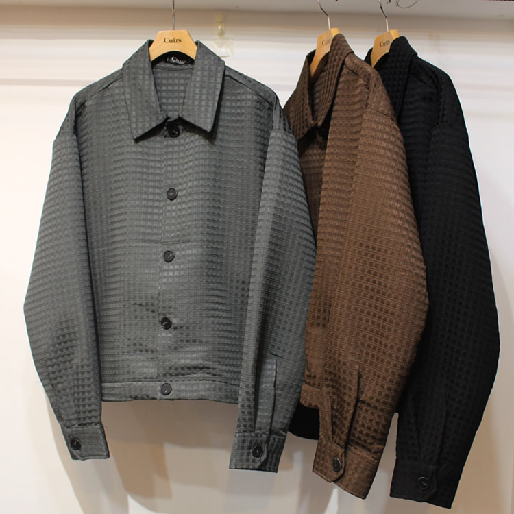 【新着】Cuirs（キュイー）メンズジャケット　ルックグリッドジャガードクロップジャケット　新作デザイン｜渋谷Cuirs【通販】