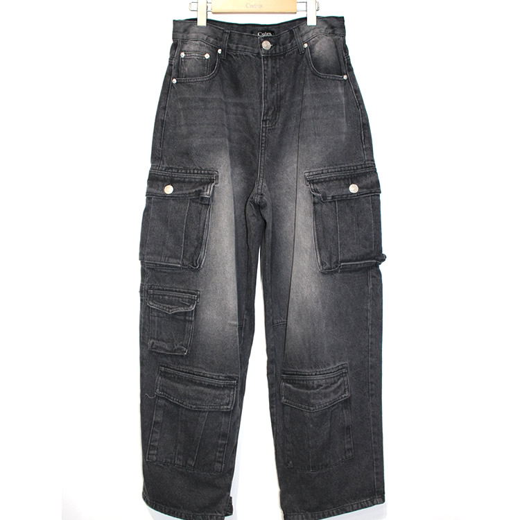【新着】Cuirs（キュイー）メンズデニムパンツ　ストーンウオッシュワイドカーゴパンツ　新作デザイン｜渋谷Cuirs【通販】