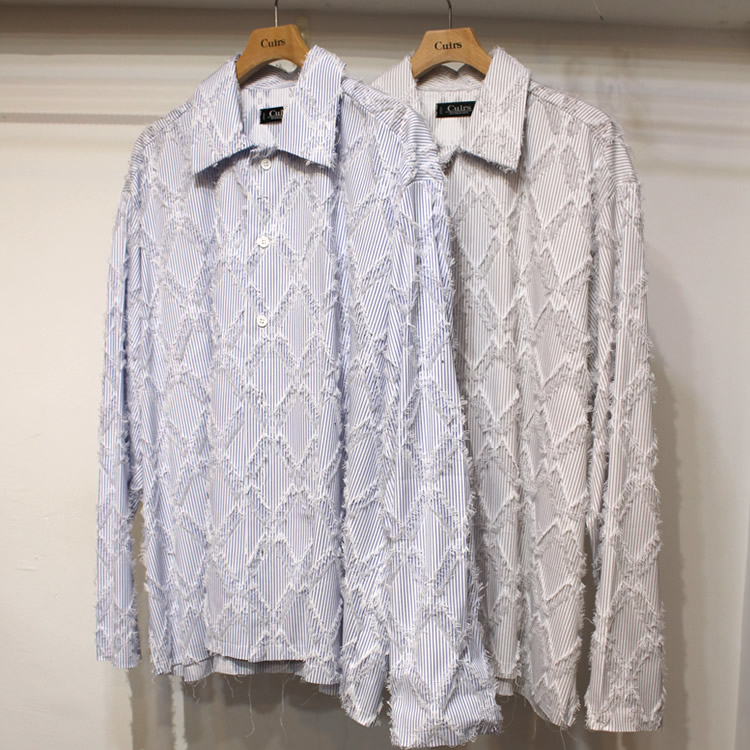 【新着】Cuirs（キュイー）メンズシャツ　フリンジストライプシャツ　新作デザイン｜渋谷Cuirs【通販】